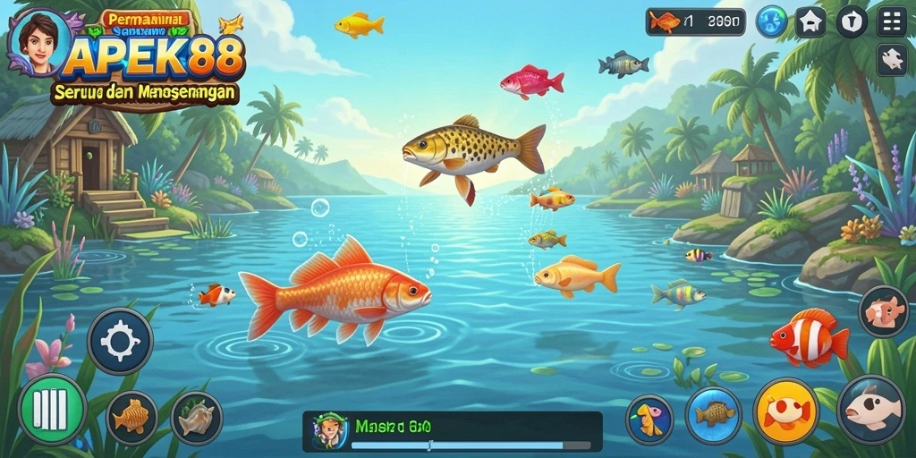 Gameplay seru APEK88 saat memancing di lokasi indah.
