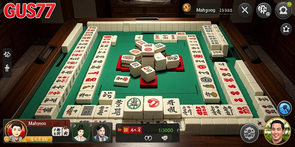 Tampilan gameplay Mahjong yang seru di GUS77.