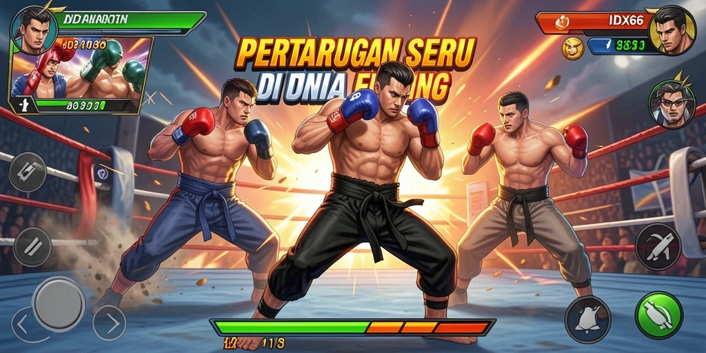 Screenshot menunjukkan pertarungan seru dalam IDX66 antara dua karakter hebat.