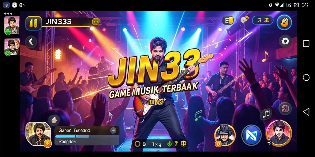 Tampilan gameplay seru dalam JIN33, menantang pemain dengan lagu-lagu menarik.