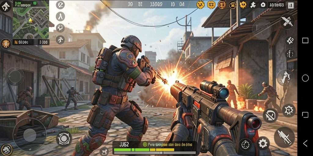 Screenshot JJ62 menampilkan aksi seru dalam gameplay TPS yang mendebarkan.