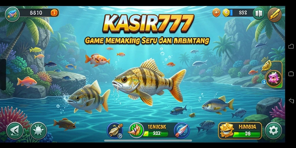 Screenshot gameplay KASIR777 menampilkan momen seru saat memancing.