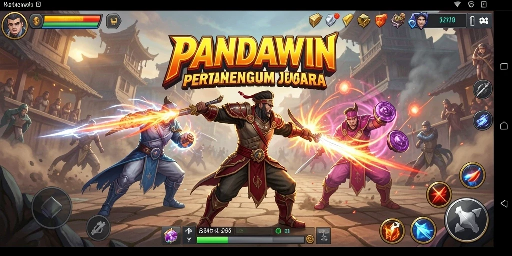 Screenshot gameplay PANDAWIN menampilkan aksi pertarungan yang mendebarkan.