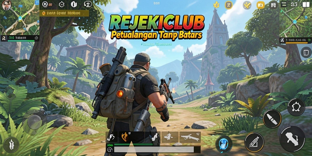 Tangkapan layar menunjukkan petualangan seru dalam dunia terbuka REJEKICLUB.