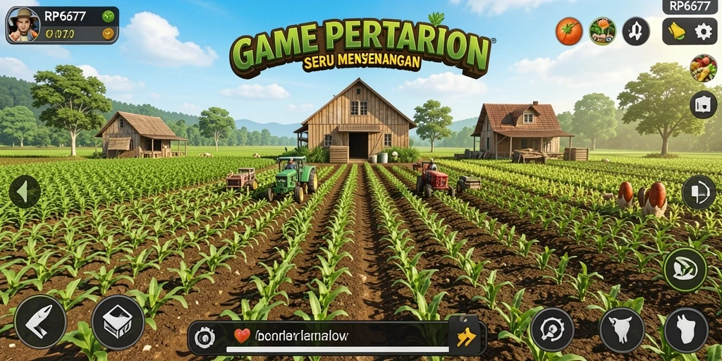 Tampilan gameplay RP6677 dengan suasana pertanian yang indah.